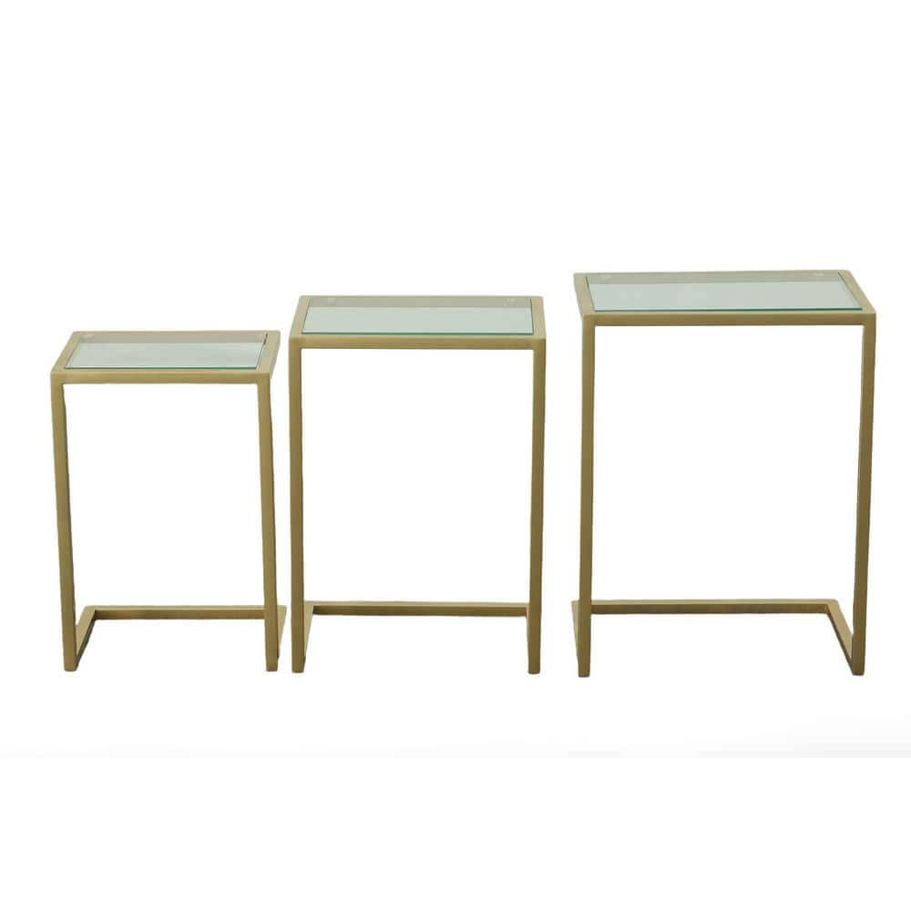 Addison Gold-Tempered Glass Modern Nesting Table Trio