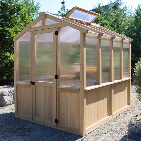 Meridian 6.7 ft. x 7.8 ft. DIY Garden Plant Greenhouse Kit with Polycarbonate Windows and Automatic Roof Ventilation