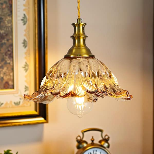 Merbotin RayHome 60W 1-Light Amber Vintage Pendant Light with