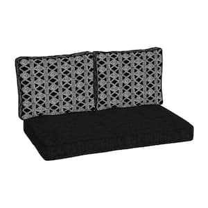 46 in. x 26 in. Outdoor Loveseat Cushion Set in Black Global Stripe