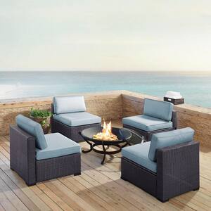 Biscayne 5-Piece Wicker Outdoor Sectional Set with Mist Cushions