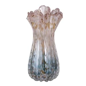 16 in. Pink and Blue Twilight Blown-Glass Vase