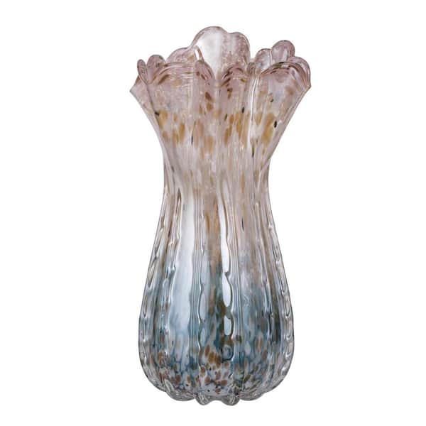 A & B Home 16 in. Pink and Blue Twilight Blown-Glass Vase