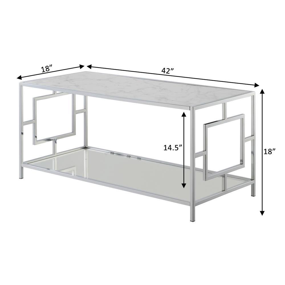 Luxurious Square Marble and Chrome Metal Coffee Table