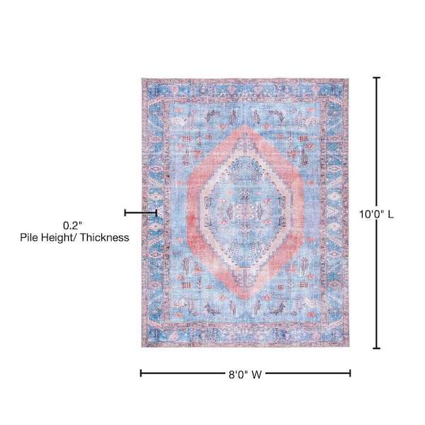 SAFAVIEH Serapi Light Blue/Beige 8 ft. x 10 ft. Machine Washable