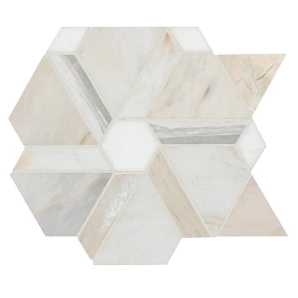 Angora Floralis 11 in. x 12 in. Polished Marble Mosaic Floor and Wall Tile (9.2 sq. ft./Case)