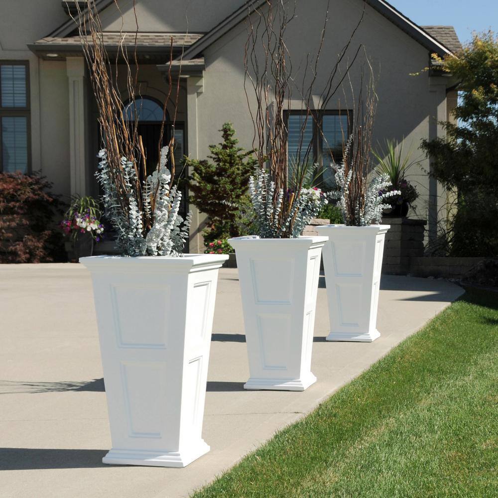 White Tall Polyethylene Outdoor Patio Planter