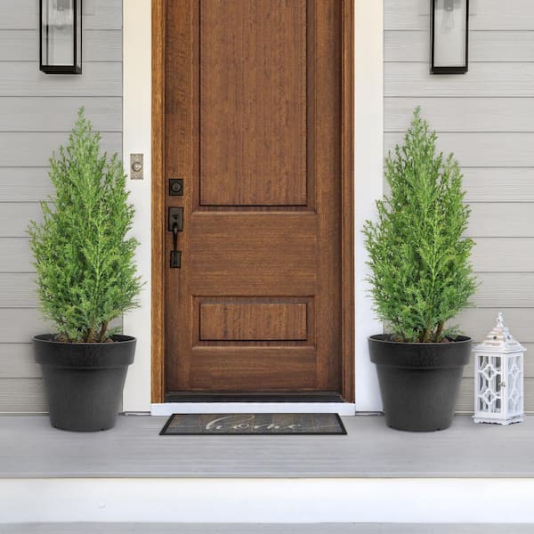 16 in. Baritone Recycled Rubber Indoor/Outdoor Self Watering Planter in Slate, (2-Pack)