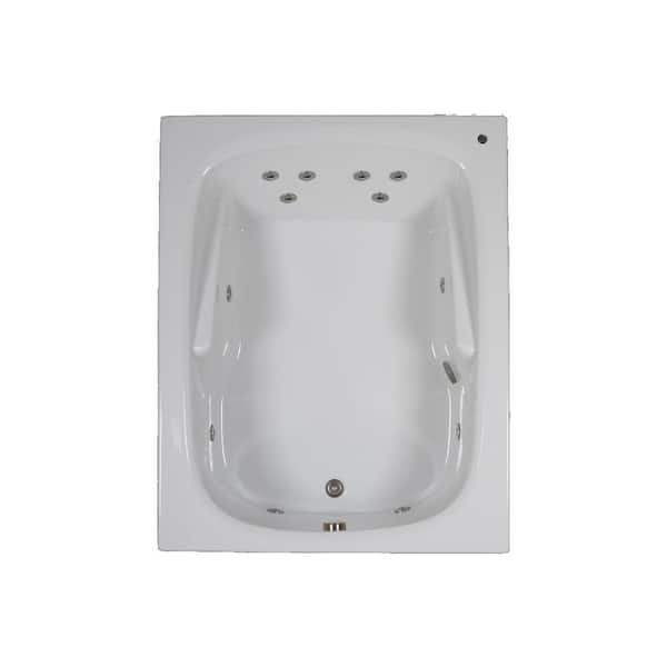 60 in. x 48 in. Acrylic Rectangular Alcove Whirlpool Bathtub with Reversible Drain in Biscuit