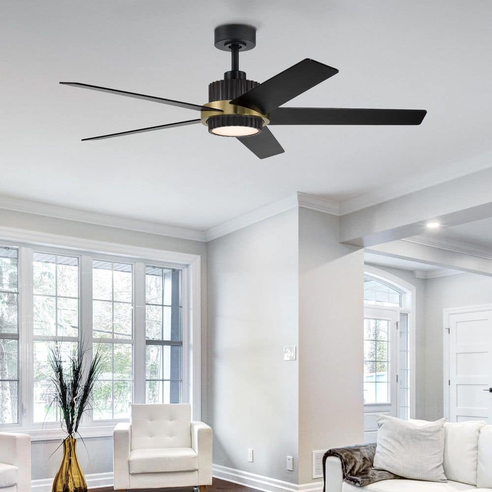 Hampton Bay Hailey 52 in. Indoor/Outdoor Covered Matte Black 5CCT