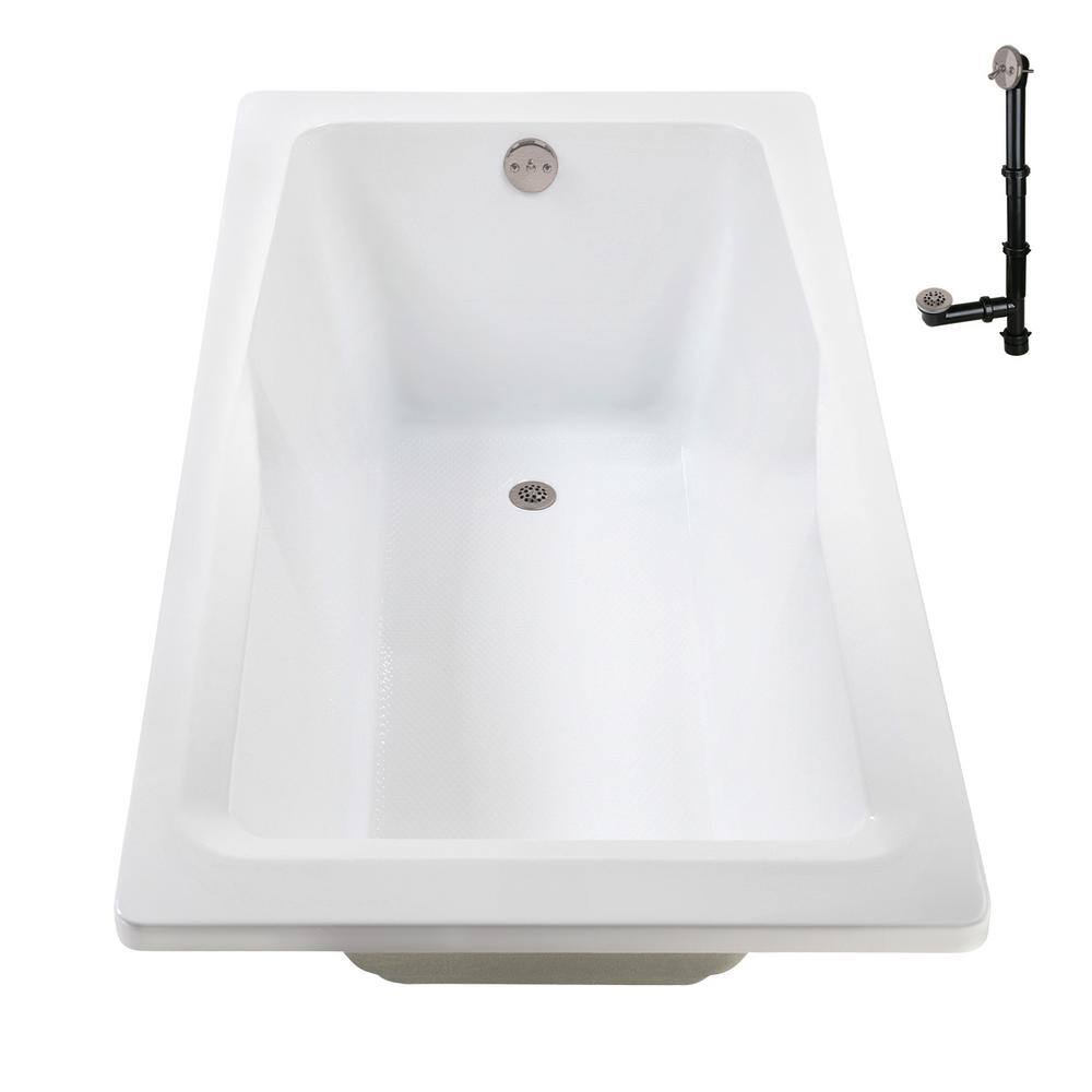 60'' x 32'' Glossy White Acrylic Soaking Drop-In Bathtub