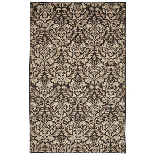 Mohawk Home Bonjour Damask Charcoal 9 ft. x 12 ft. Floral Area Rug
