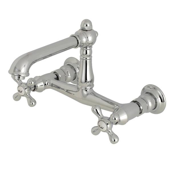 Kingston Brass English Country 2-Handle Wall Mount Bathroom Faucet in Chrome
