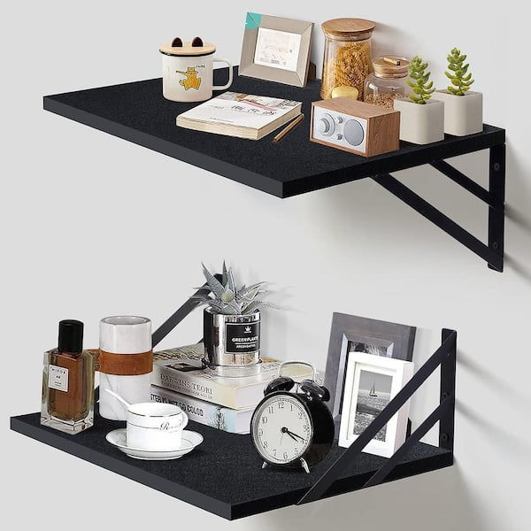 Cubilan 15.7 in. W x 11.8 in. D Black Wall Mounted Decorative Wall Shelf