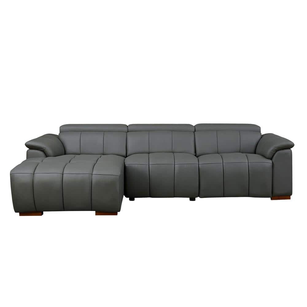 Dark Grey Genuine Leather L-Shape Wall-Hugger Reclining Sofa with Electric Control, USB Port, Adjustable Headrest price history on PriceWatchPro