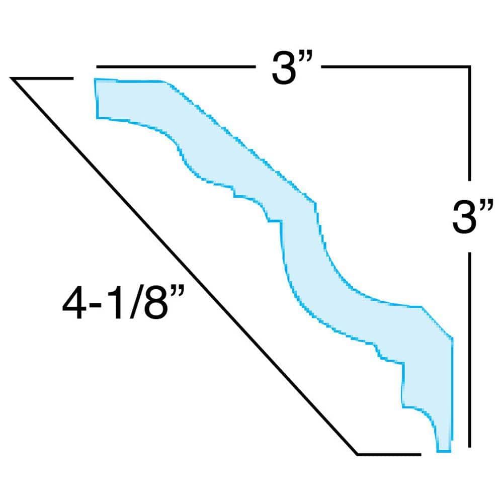 6-inch White Primed Polyurethane Crown Moulding Sample