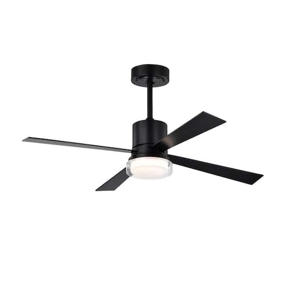 FIRHOT 48 in. Smart Indoor Black Standard Ceiling Fan with Remote Bright Integrated LED and 6 Adjustable Wind Speeds