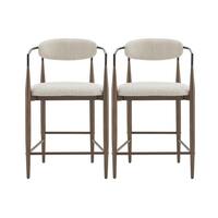 CHRISTOPHER KNIGHT HOME Boise 37.25 in. Beige Low Back Wood and Metal Frame Counter Bar Stool (Set of 2) Extra Tall, Coffee Gold and Black 120583