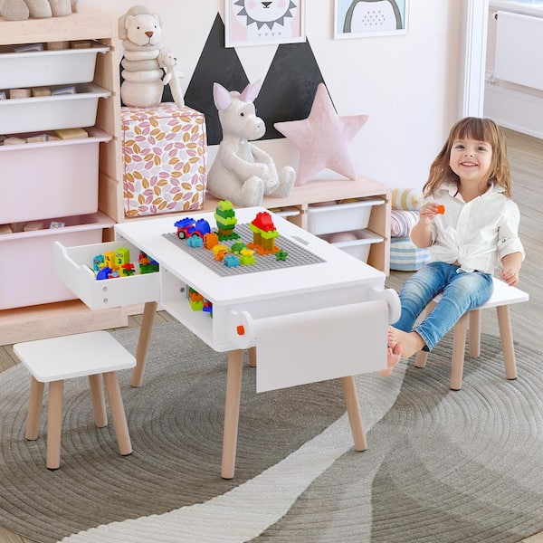 FUFU&GAGA Kids Art Table and Chair Set, 2-in-1 Multi Activity
