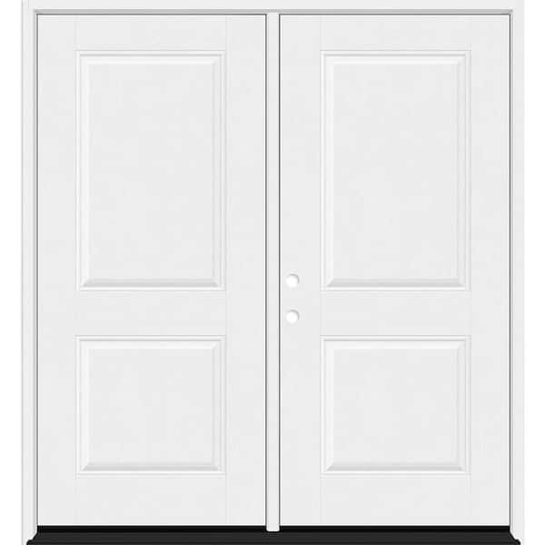 Regency 72 in. x 80 in. 2P Squaretop RHIS Unfinished White Fiberglass Double Prehung Front Door with 4-9/16 Jamb