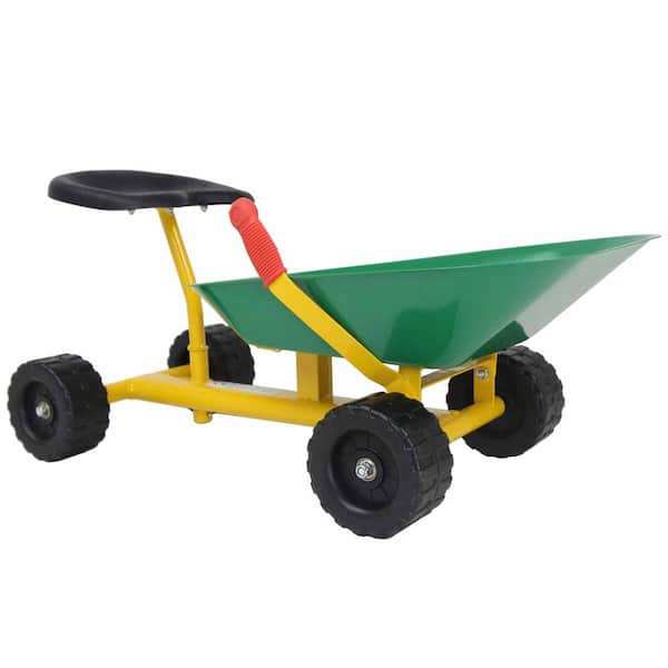 HONEY JOY Sand Dumper Kid Ride On Sand Digger Heavy-Duty Digging Scooper 4-Wheel Toy Green