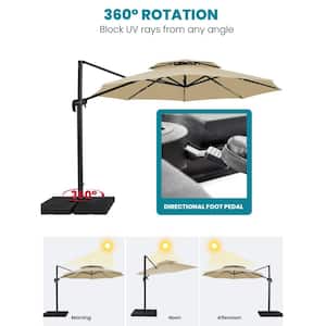 13 ft. Aluminum 360-Degree Rotation Cantilever Patio Umbrella with Cover in Beige