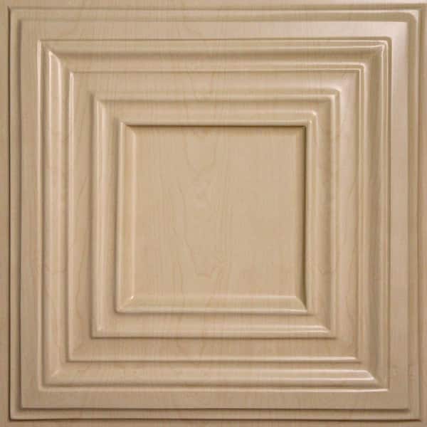 Ceilume Bistro Faux Wood-Sandal 2 ft. x 2 ft. Lay-in or Glue-up Ceiling Panel (Case of 6)