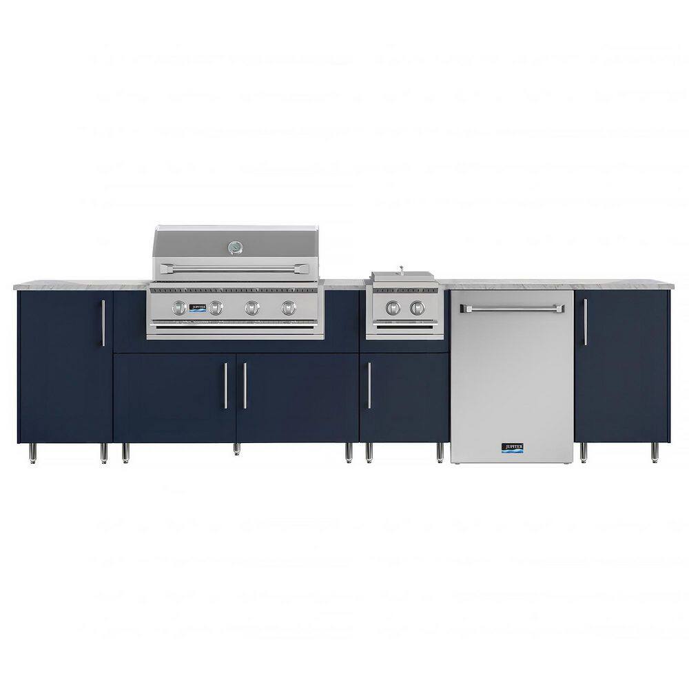 Nightfall 126 in. W 4-Burner Propane Grill Island in Miami Sapphire Blue with Fridge, Side Burner price history on PriceWatchPro