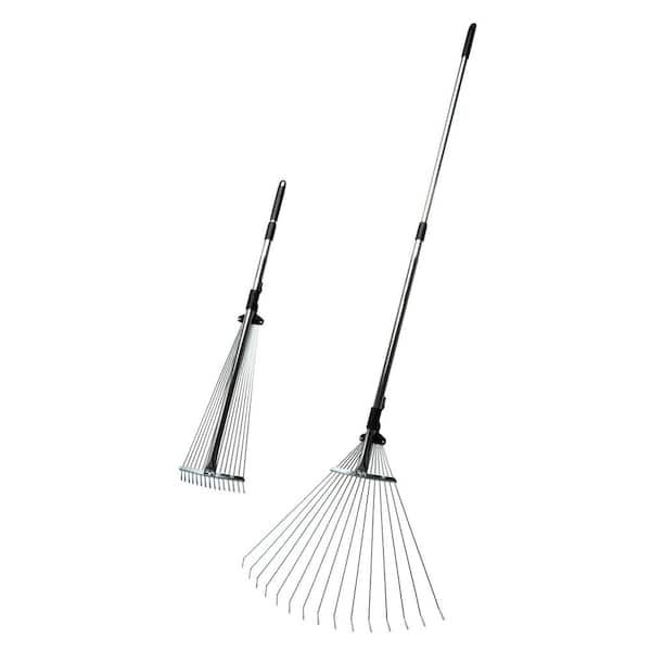 Pure Garden 60 in. Adjustable Metal Leaf Rake