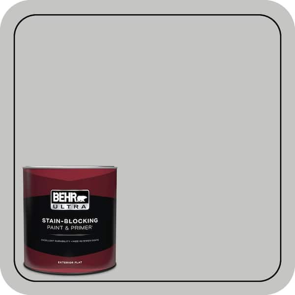 BEHR ULTRA 1 qt. #N520-2 Silver Bullet Flat Exterior Paint & Primer