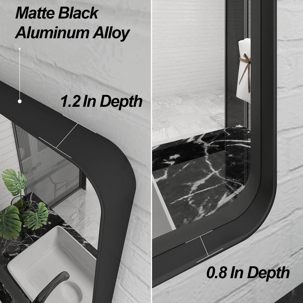 Matte Black Aluminum Rectangular Vanity Mirror 32x36 Inch