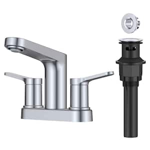 Indy 2-Handle 4 in. Center Set Bathroom Faucet in Chrome with Pop Up Drain and Supply Lines