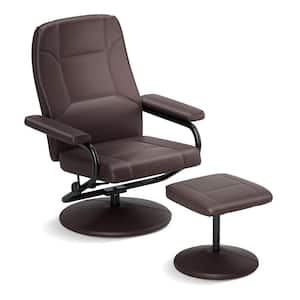 Recliner Home Brown Chair Swivel Armchair Lounge Seat with Footrest Stool Ottoman