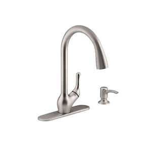 Barossa Single-Handle Pull-Down Sprayer Kitchen Faucet with Soap/Lotion Dispenser in Vibrant Stainless