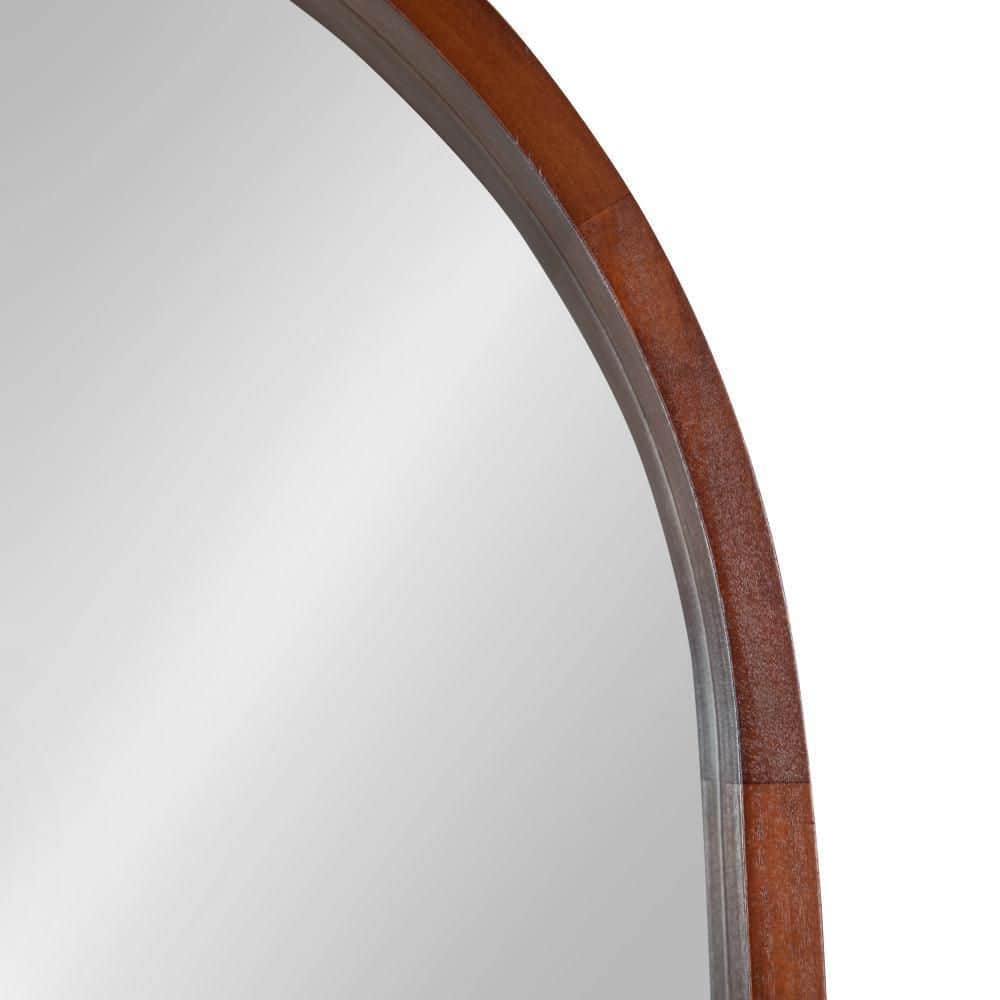 Walnut Brown Capsule Wall Mirror with Poplar Wood Frame, 24x36