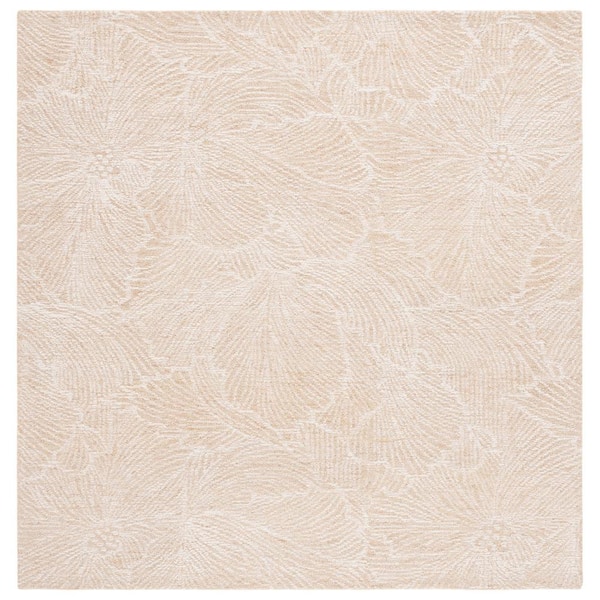 SAFAVIEH Ebony Gold/Ivory 6 ft. x 6 ft. Floral Square Area Rug