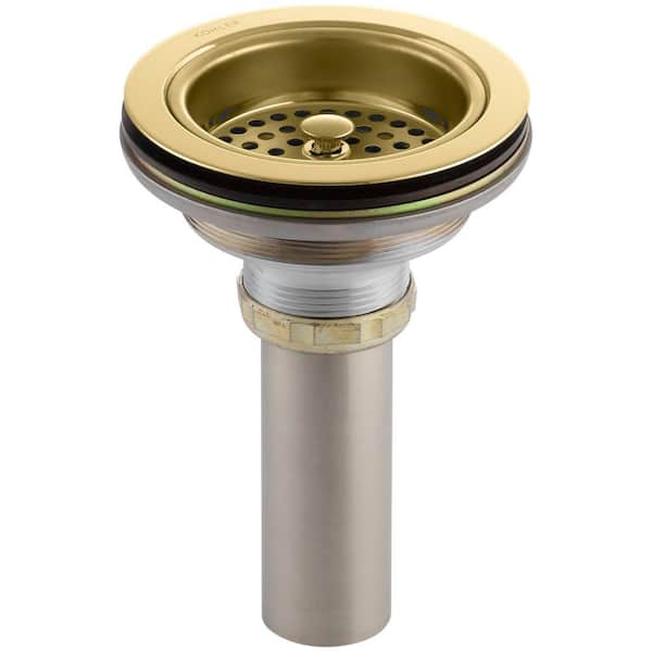 KOHLER Duostrainer 4-1/2 in. Sink Strainer with Tailpiece in Vibrant Polished Brass