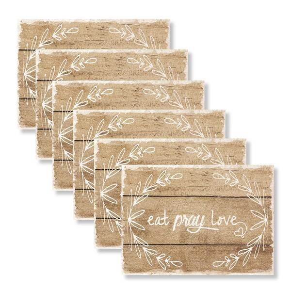 MHF Home Eat, Pray, Love Brown 18 in. W x 13 in. L Polypropylene Placemat Set (4-Pack) MHF Home Eat, Pray, Love Brown 18 in. W x 13 in. L Polypropylene Placemat Set (4-Pack)