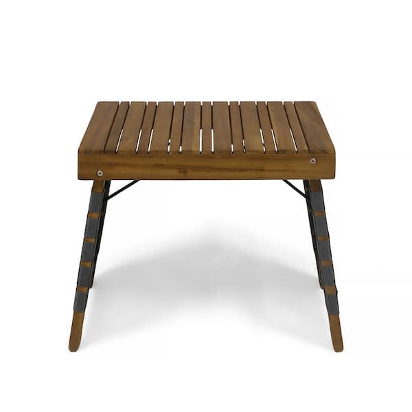 Huntsville Brown Patina Rectangular Foldable Wood Patio Outdoor Side Table