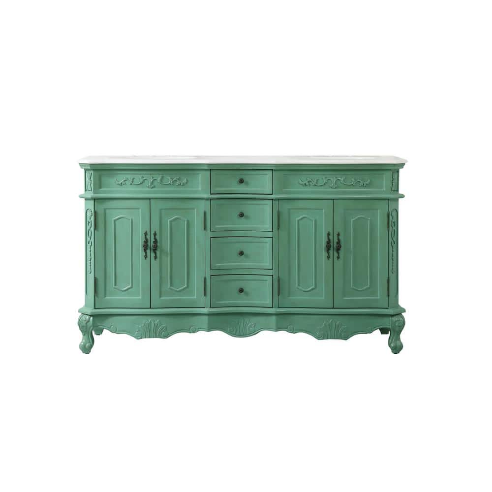 Simply Living 60 in. W x 21 in. D x 36 in. H Bath Vanity in Vintage Mint wi