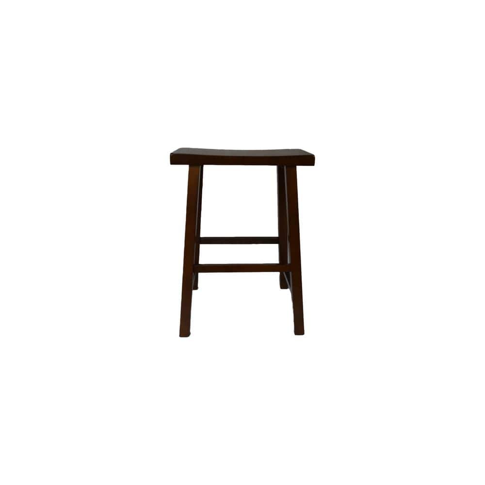Walnut Saddle Style Backless Wood Counter Stool