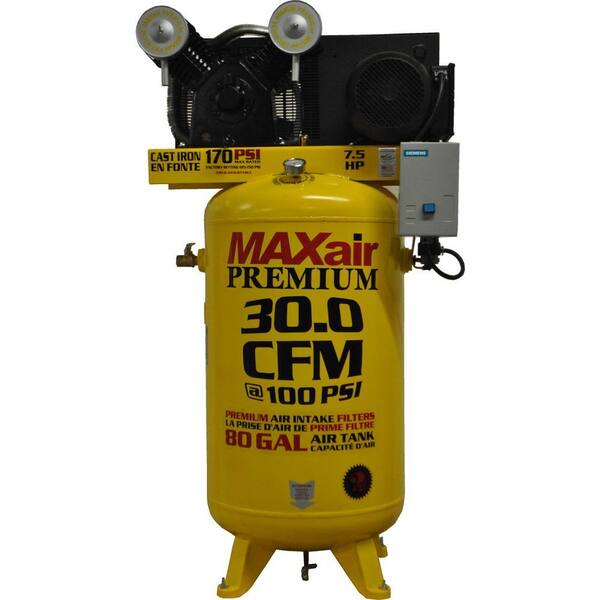 Maxair Premium Industrial 80-Gal. 7.5 HP Electric 575-Volt Single Stage 3-Phase Vertical Air Compressor