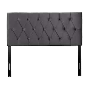 Catalina Adjustable Dark Grey Full Upholstered Headboard with Diamond Tufting