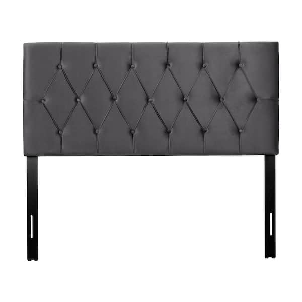 CorLiving Catalina Adjustable Dark Grey Full Upholstered Headboard with Diamond Tufting