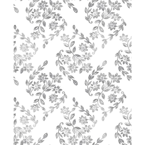 A-Street Prints Arabesque Grey Floral Trail Grey Wallpaper Sample