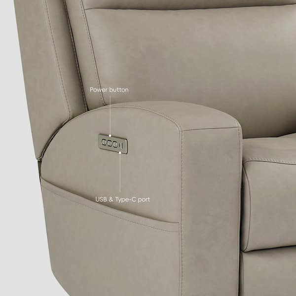 Ellesophas 86 in Genuine Leather Square Arm Reclining Sofa with