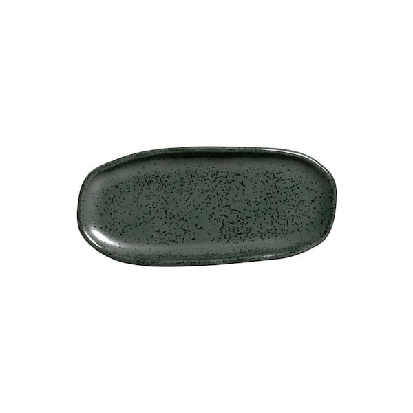 6.49 in. Greenery Green Stoneware Shallow Oval Platter Organic (Set of 4)