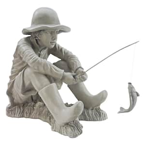 Design Toscano 17 in. H Gone Fishing Fisherman Statue EU9288 - The