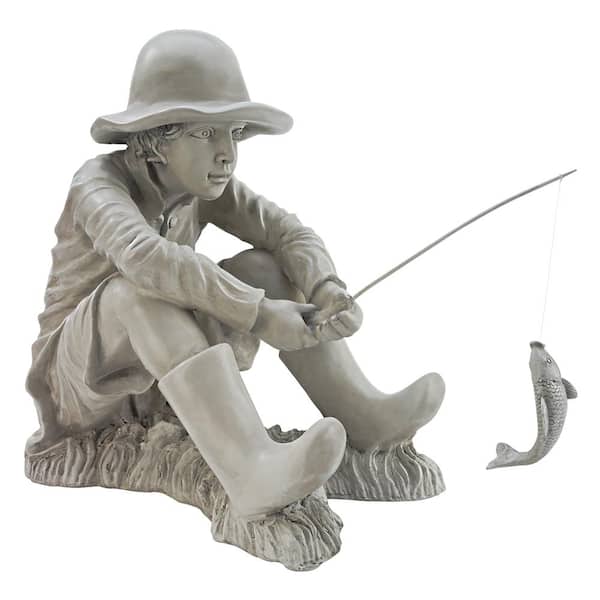 17 in. H Gone Fishing Fisherman Statue