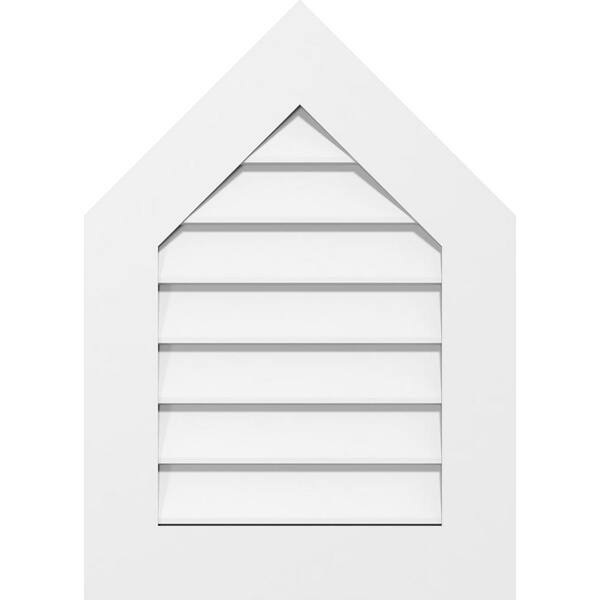 Ekena Millwork 42" x 40" Peaked Top Surface Mount PVC Gable Vent 7/12 Pitch: Non-Functional with Standard Frame